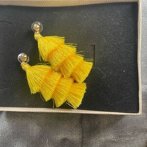 Vibrant Yellow Tassel Drop Earrings